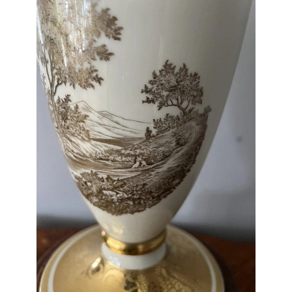 Vintage Rosenthal Porcelain Vase Table Lamp Rich Gold Accent 32